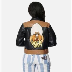 Rare 4X 22 24 plus Size Leather Looney Tunes Yosemite Sam Trucker Jacket Unique